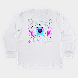 Leo Zodiac Design Black Stars Kids Long Sleeve T-Shirt